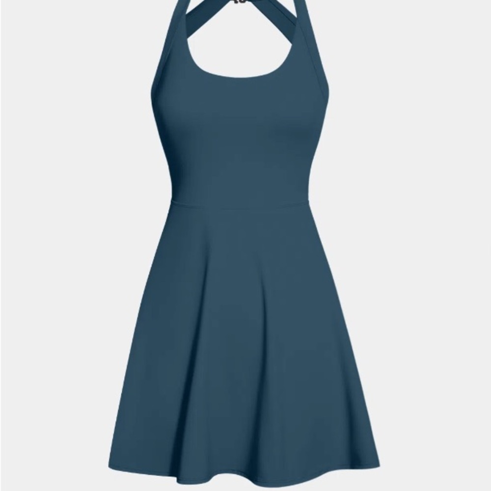 NWOT HALARA Women's Airy Backless Dress in Teal - Picture 5 of 10